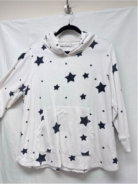 Women's Keren Hart White & Black Star Hoodie L